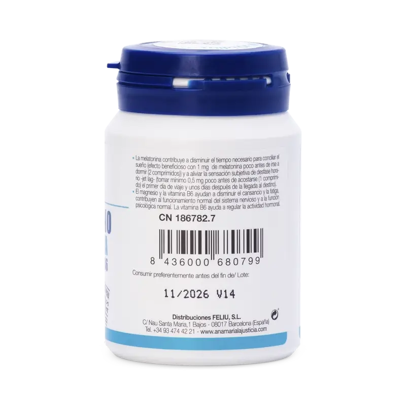 Ana Maria Lajusticia Tryptophane avec Mélatonine + Magnésium et Vitamine B6, 2x60 comprimés