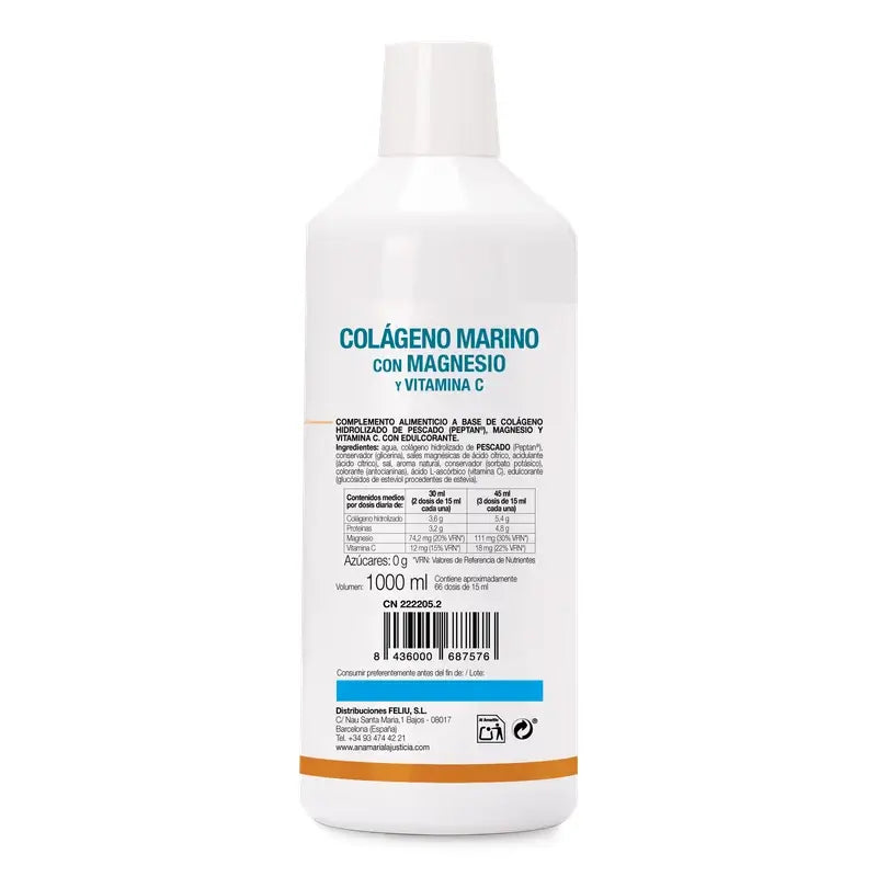 Anamarialajusticia Collagène marin au magnésium + vitamine C, 1 l