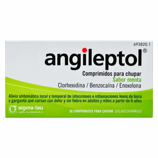 Angileptol au goût de menthe, 30 comprimés à sucer