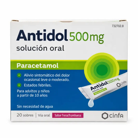 Antidol 500 Mg 20 Sachets Solution Orale, 20 sachets 5 ml solution orale