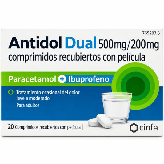 Antidol Dual 500 Mg / 200 Mg, 20 comprimés