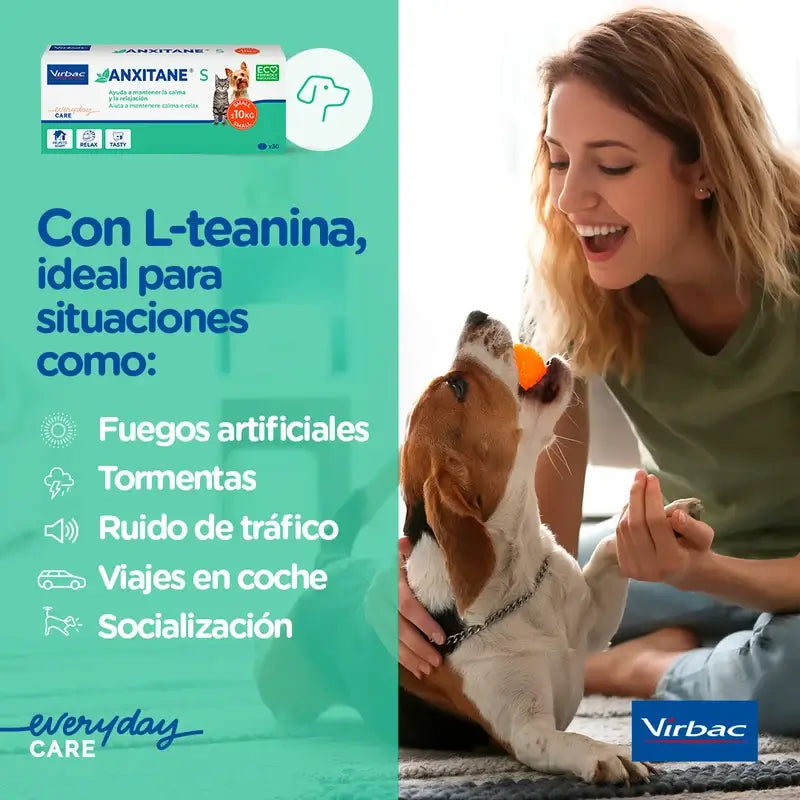 Virbac Anxitane S, 30 comprimés relaxants pour chats et chiens 0 - 10kg