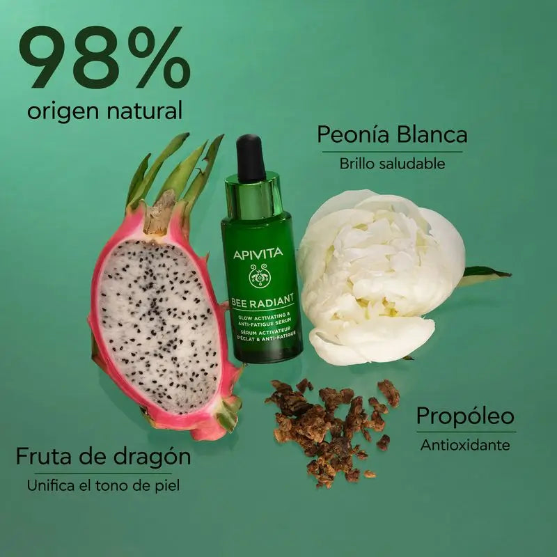 APIVITA Sérum éclaircissant et anti-fatigue à la pivoine blanche et à la propolis brevetée.