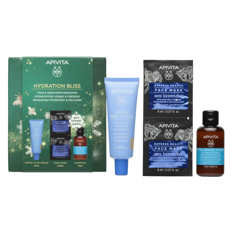 Coffret Apivita Aqua Beelicious : crème fluide teintée SPF 30, 40 + 75 + 2 × 8 ml