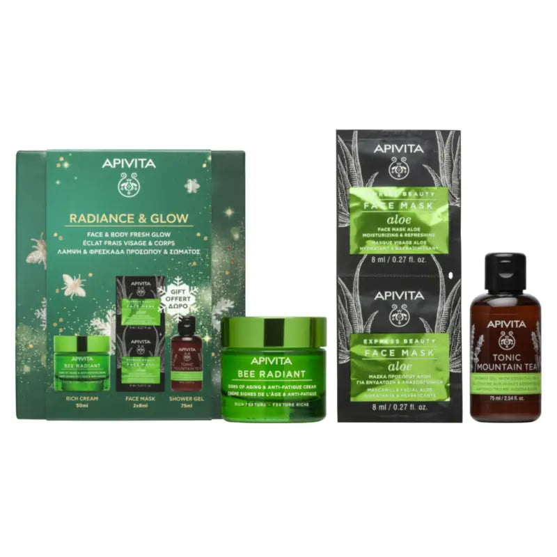 Apivita Coffret Bee Radiant Crème Riche, 50 + 2*8 + 75 ml