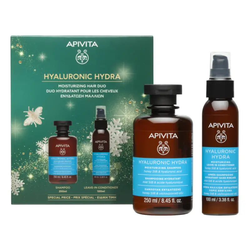 Coffret Apivita Hyaluronic Hydra : shampoing + après-shampoing sans rinçage, 250 + 100 ml