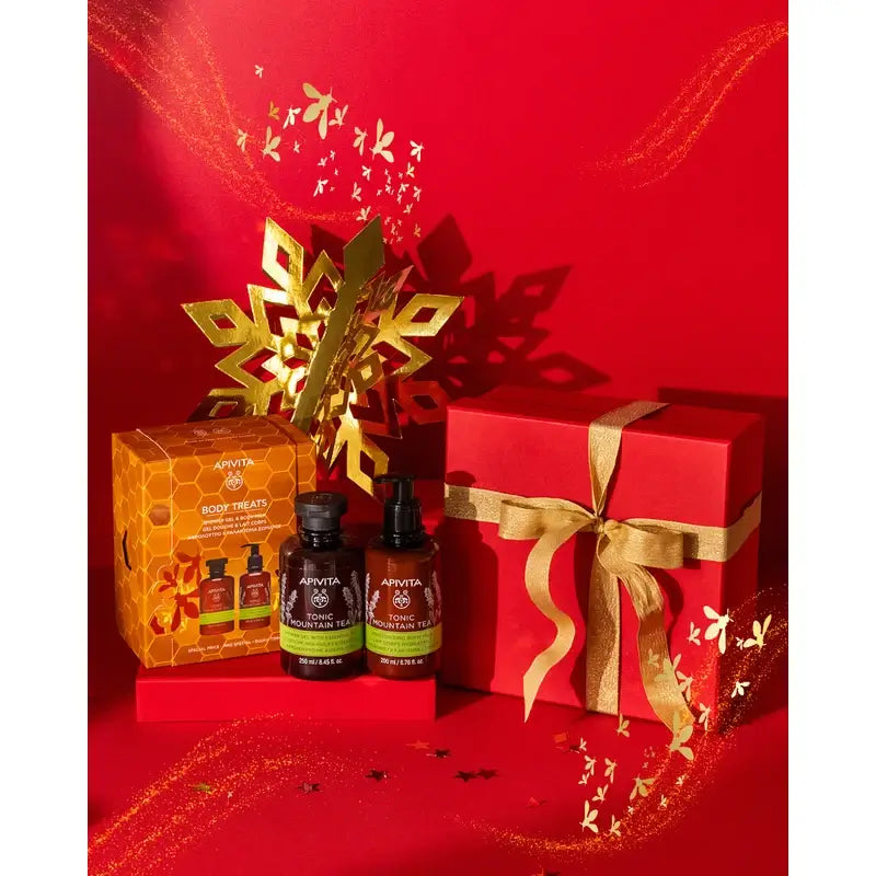 Apivita Box - Tonic Mountain Tea Gel + Body Milk 200Ml, 2 unités