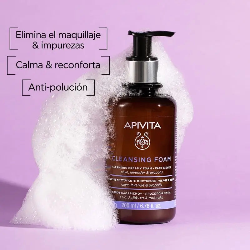 APIVITA Crème moussante nettoyante pour le visage Olive et Lavande 200 ml