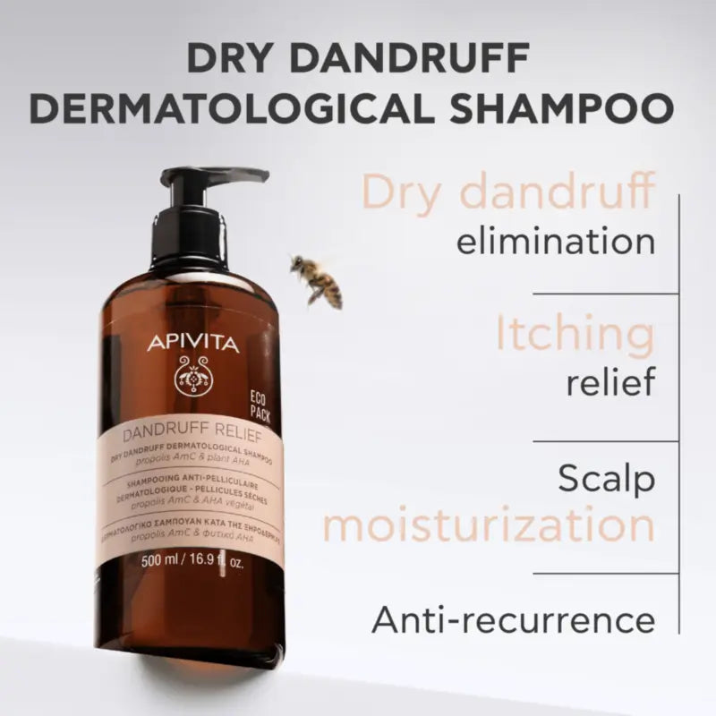 Apivita Ecopack – Shampooing dermatologique contre les pellicules sèches, 500 ml