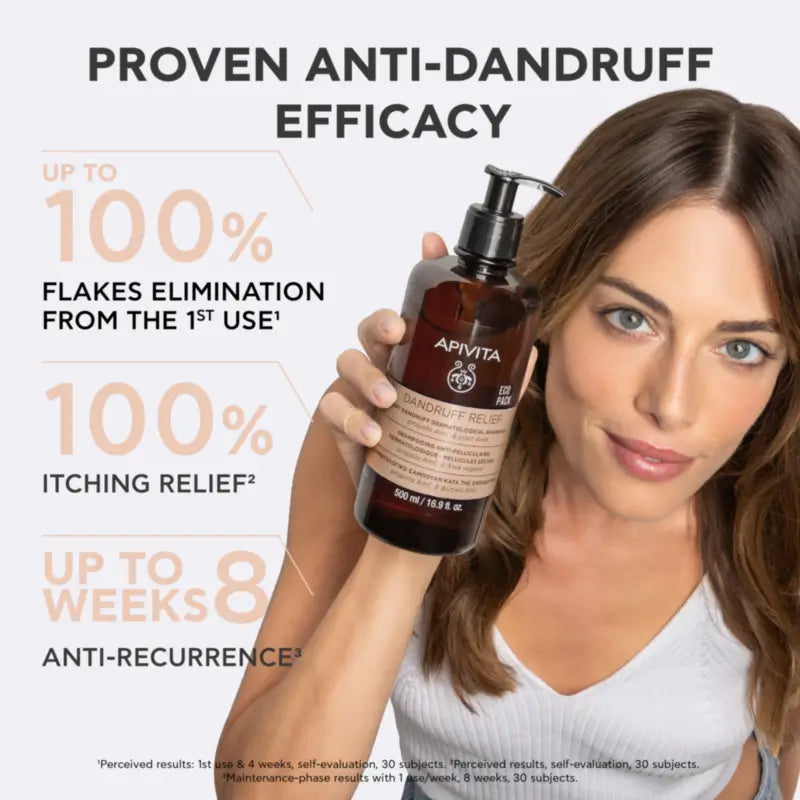 Apivita Ecopack – Shampooing dermatologique contre les pellicules sèches, 500 ml