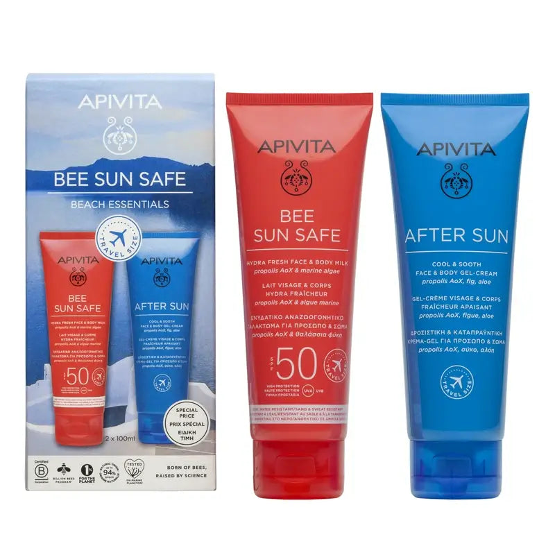Apivita Beach Essentials : Hydra Sun Body Milk Spf50 100Ml & After Sun 100Ml
