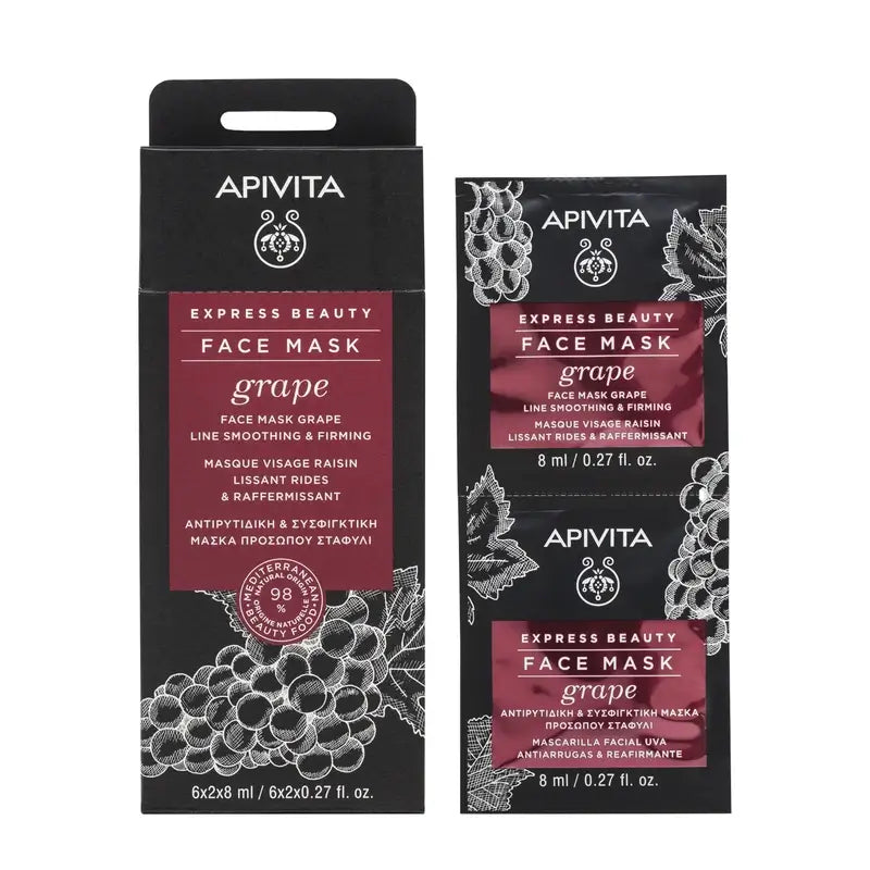 Apivita Express Beauty Grape Face Mask - Anti-rides, 2x8 ml