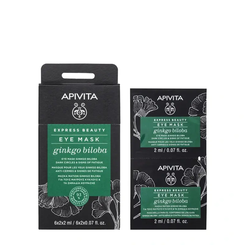 Apivita Express Beauty Masque contour des yeux au Ginkgo Biloba, 2x2 ml