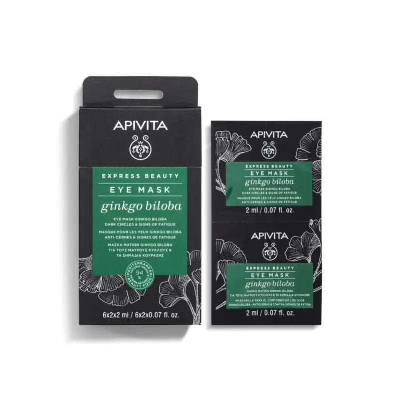 Apivita Express Beauty Masque contour des yeux au Ginkgo Biloba, 2x2 ml