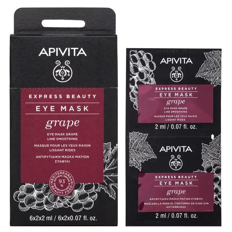 Apivita Express Beauty Eye Contour Mask with Grape , 2x8 ml