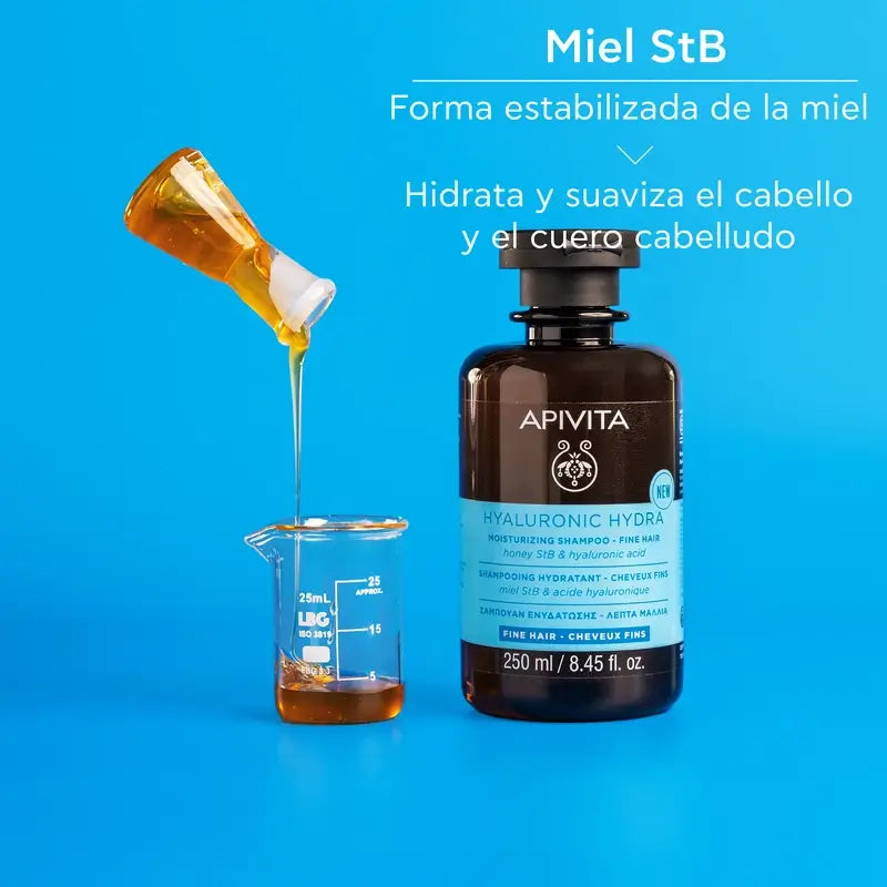 Apivita Hydra Hyaluronic Shampooing Hydratant Cheveux Fins, 250 Ml