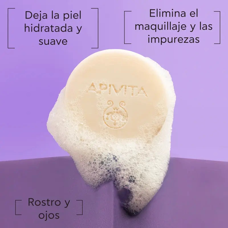 Apivita Cleanser & Make-up Remover Nettoyant solide pour le visage et les yeux, 80 G