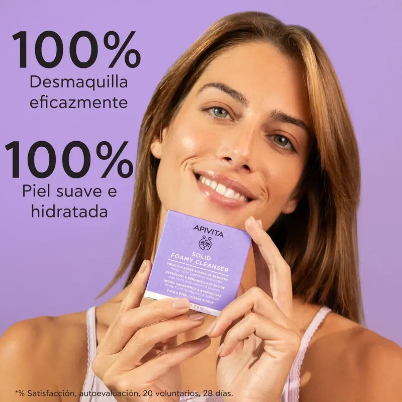 Apivita Cleanser & Make-up Remover Nettoyant solide pour le visage et les yeux, 80 G