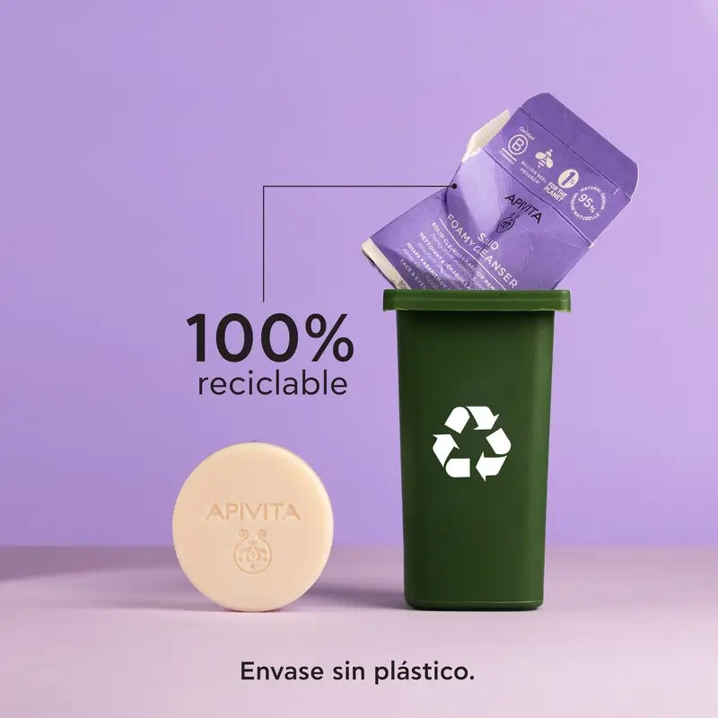 Apivita Cleanser & Make-up Remover Nettoyant solide pour le visage et les yeux, 80 G