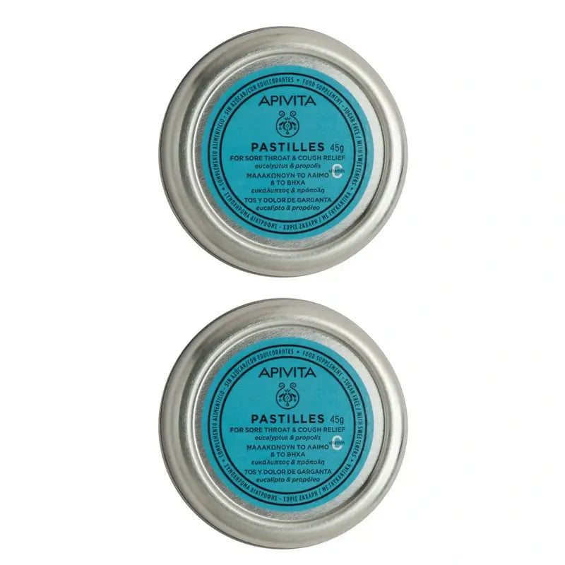 Apivita Pastilles à l'eucalyptus et à la propolis, paquet de 2