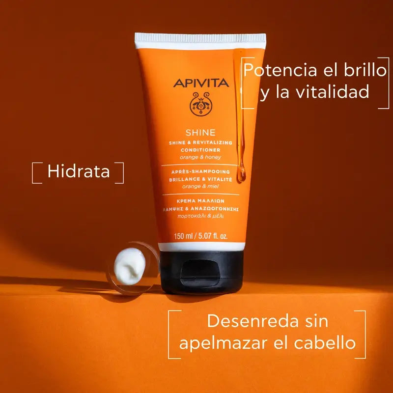 APIVITA Conditionneur Shine & Vitality pour tous types de cheveux à l'orange et au miel 150 ml
