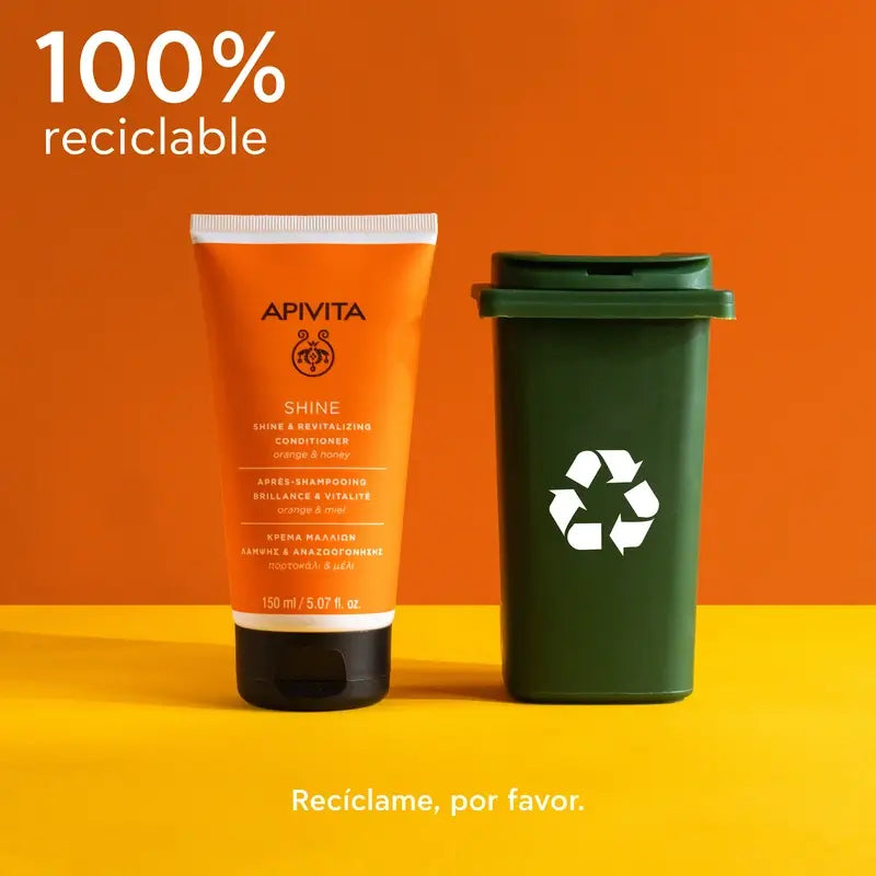 APIVITA Conditionneur Shine & Vitality pour tous types de cheveux à l'orange et au miel 150 ml