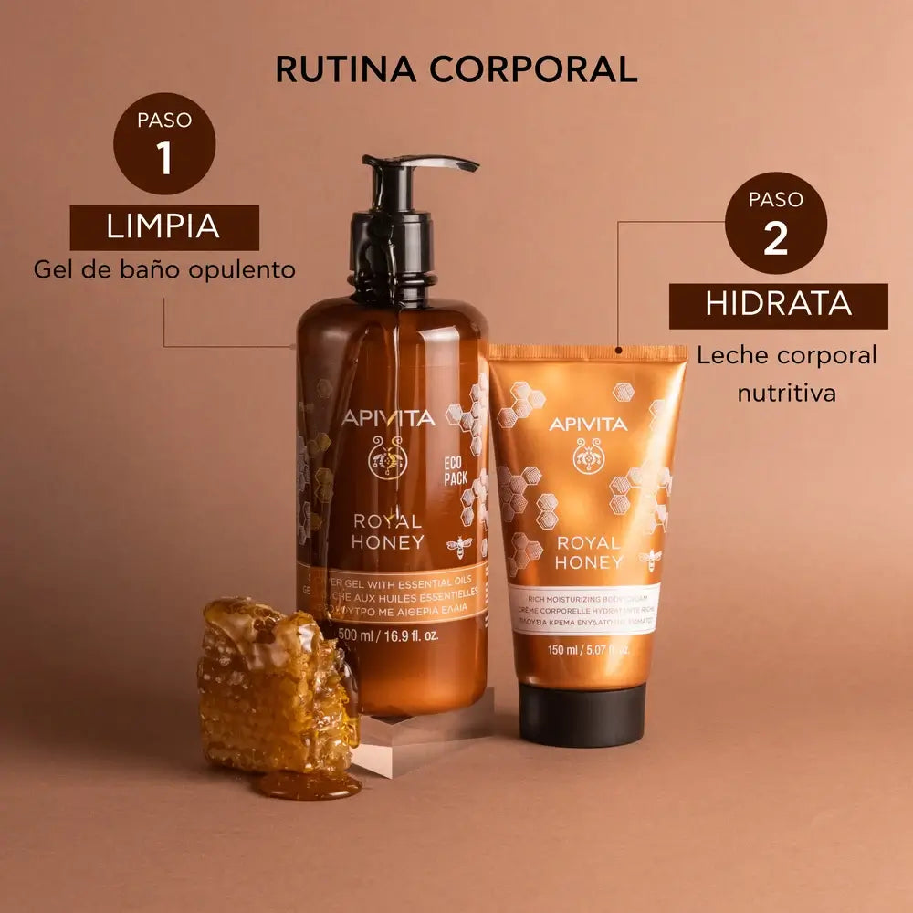 APIVITA Gel douche crémeux au miel royal et aux huiles essentielles, 500 ml