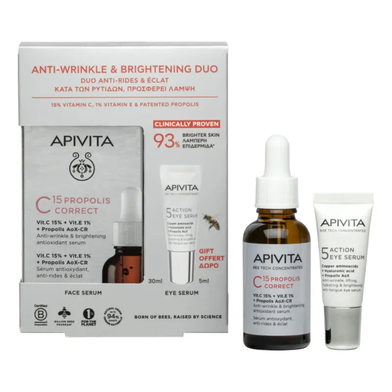 Apivita Sérum correcteur C15 à la propolis 30 ml + Sérum contour des yeux 5 Action 5 ml