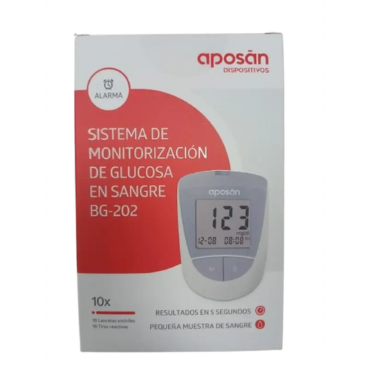Aposan Blood Glucose Monitoring System Bg-02, 10 lancettes + 10 bandelettes