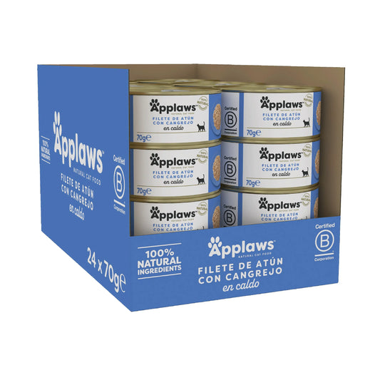 Applaws Cat Conserves de thon et de crabe 24X70Gr