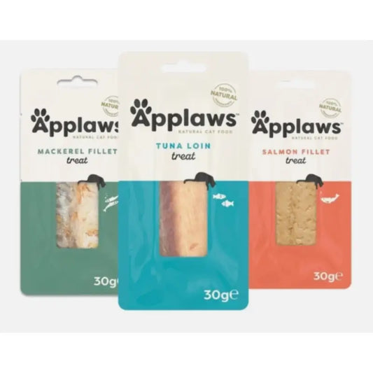 Applaws Cat Snack : filet de maquereau, saumon et thon (assortiment), 12 x 30 g