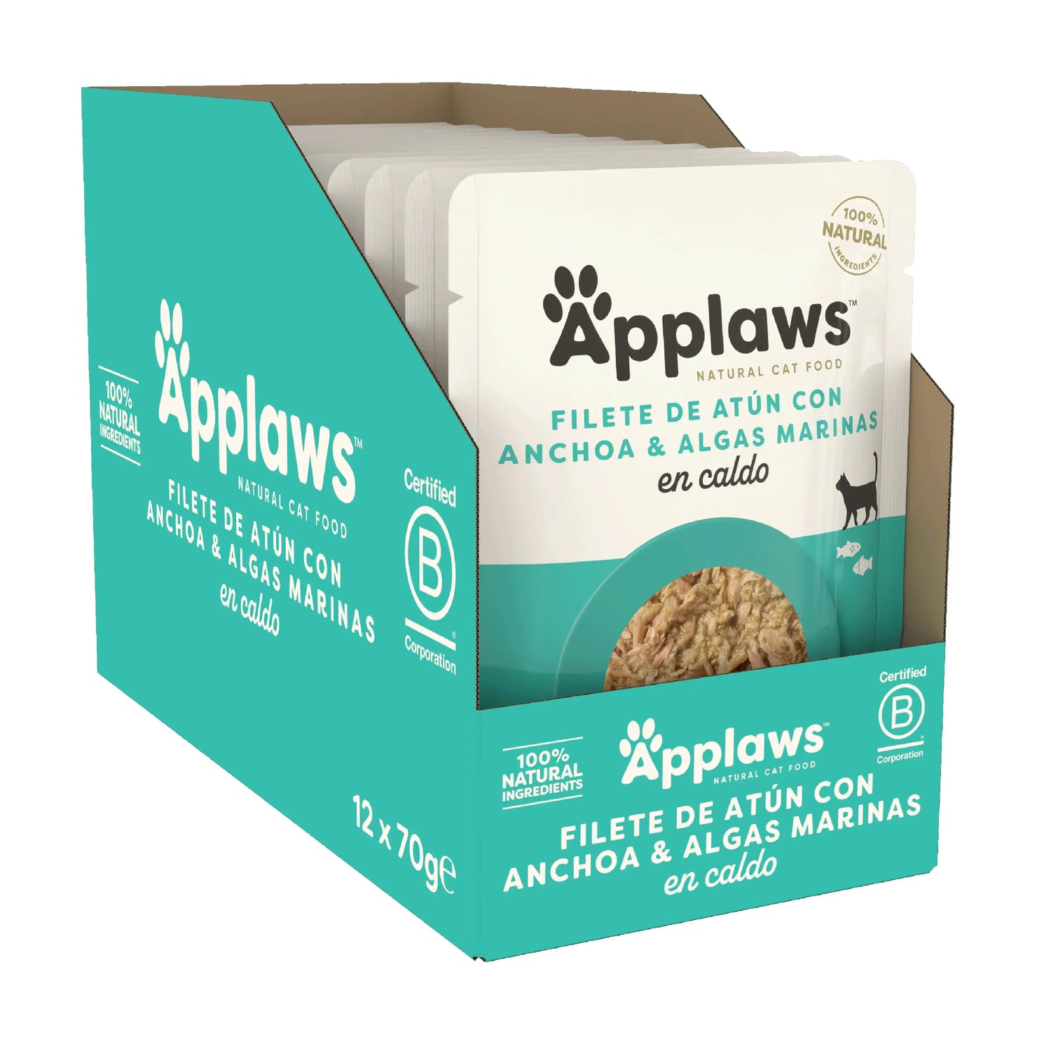 Applaws Cat Thon Enveloppe avec Anchois Entier 12X70Gr
