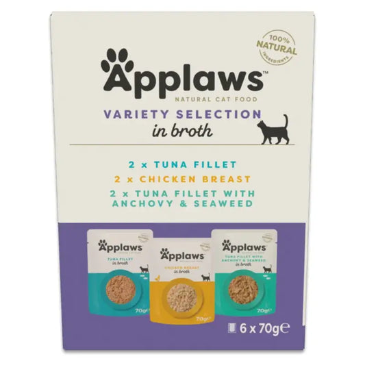 Applaws Cat « Sélection » Thon et poulet en gelée, assortiment, 6 x 70 g