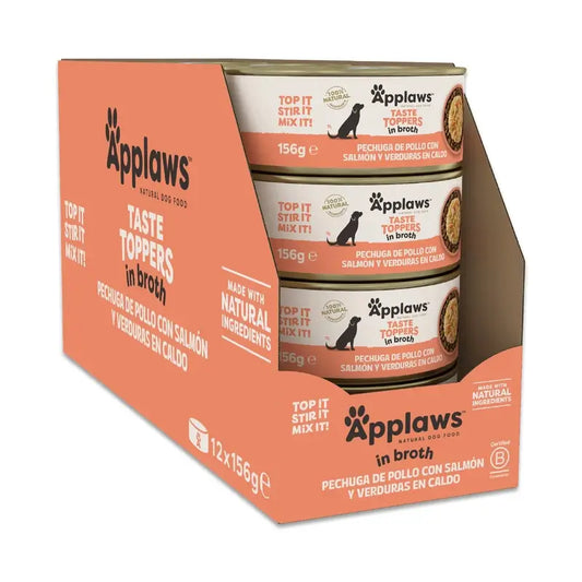 Applaws Dog Chicken Salmon Vegetable Broth Topper Can 12X156Gr