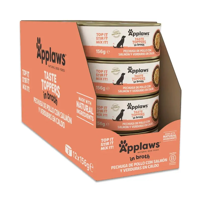Applaws Dog Chicken Salmon Vegetable Broth Topper Can 12X156Gr