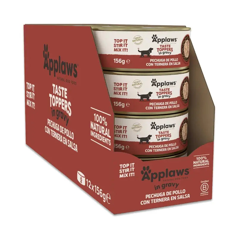 Applaws Dog Topper Tin Chicken & Beef In Sauce 12X156Gr