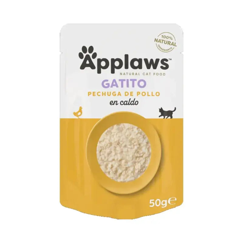 Applaws Kitten : sachets de blanc de poulet en bouillon, 12 x 50 g