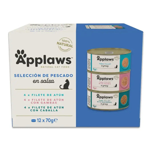 Applaws Cat - Assortiment de conserves de poisson en sauce, lot de 12 x 70 g