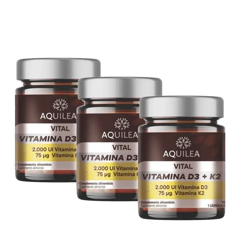Aquilea Vitals Vit D3+K2, 90 gélules, lot de 3