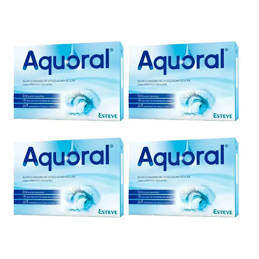 Aquoral Gouttes ophtalmologiques, paquet de 4 x 20 doses individuelles