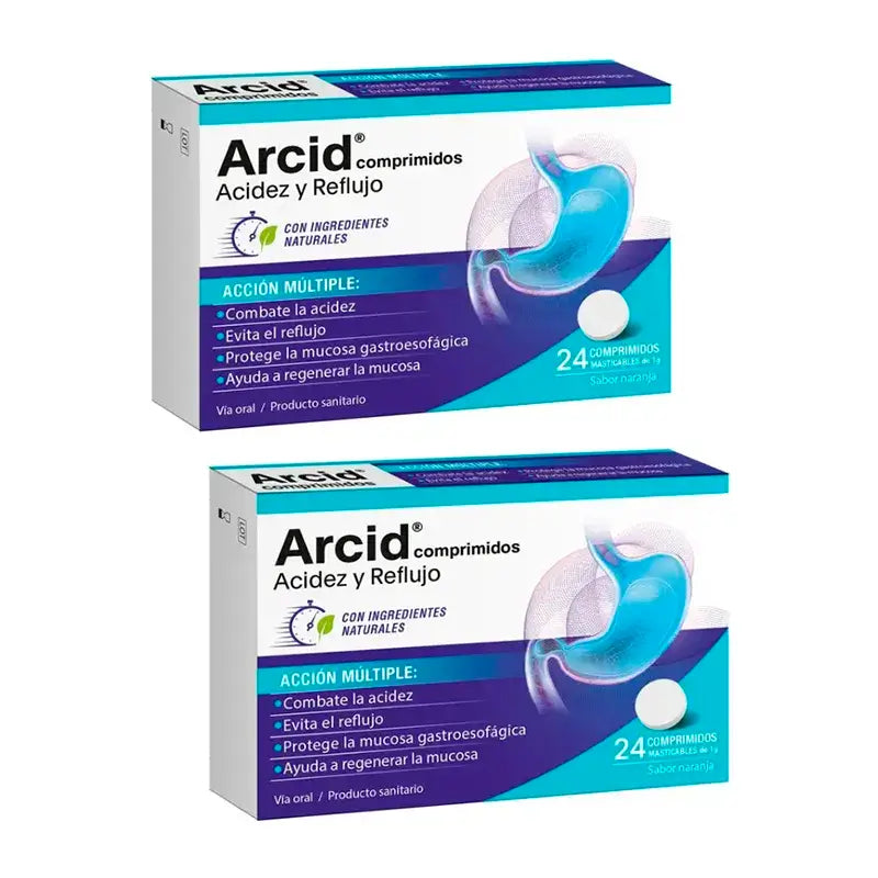 Arcid Acid Brûlures d'estomac et Reflux, Pack 2 x 24 comprimés