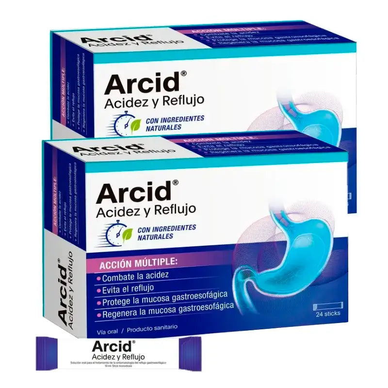 Arcid Brûlures d'estomac et Reflux, Pack 2 x 24 sticks