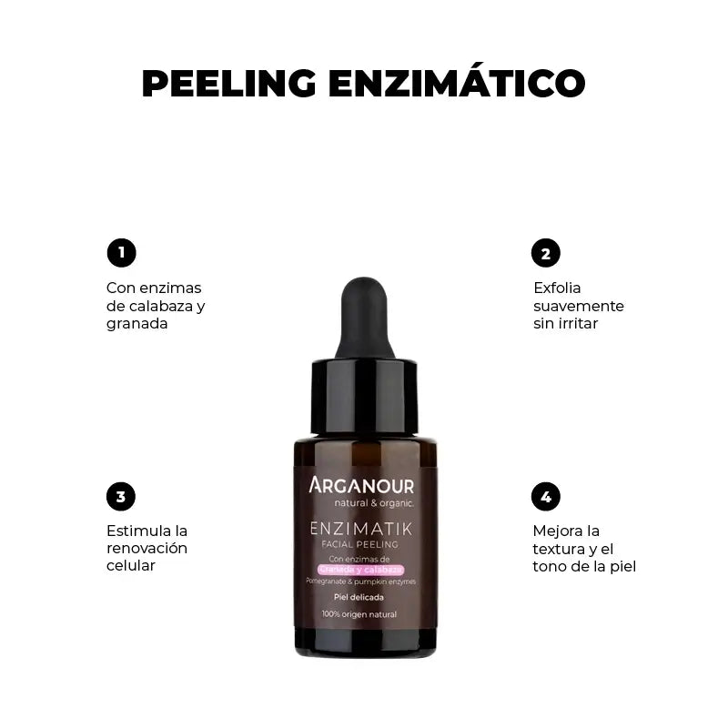 Arganour Facial Enzimatik - Peeling facial aux enzymes de grenade et de citrouille, 30 ml