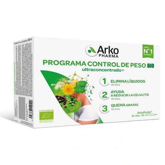 Arkopharma Arkofluido Bio Programme de contrôle du poids, 30 ampoules