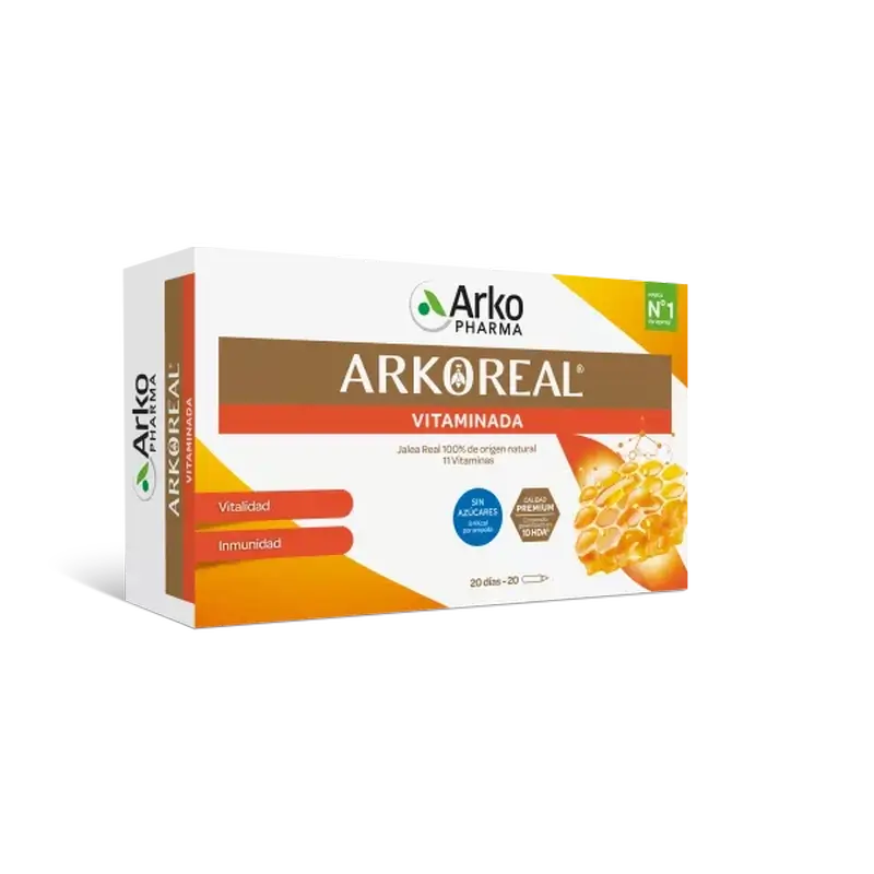 Arkopharma Arkoreal Vitadefensas Gelée Royale Sans Sucre, 20 ampoules