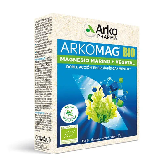 Arkopharma Arkomag BIO Magnésium Marin + Végétal, 30 comprimés
