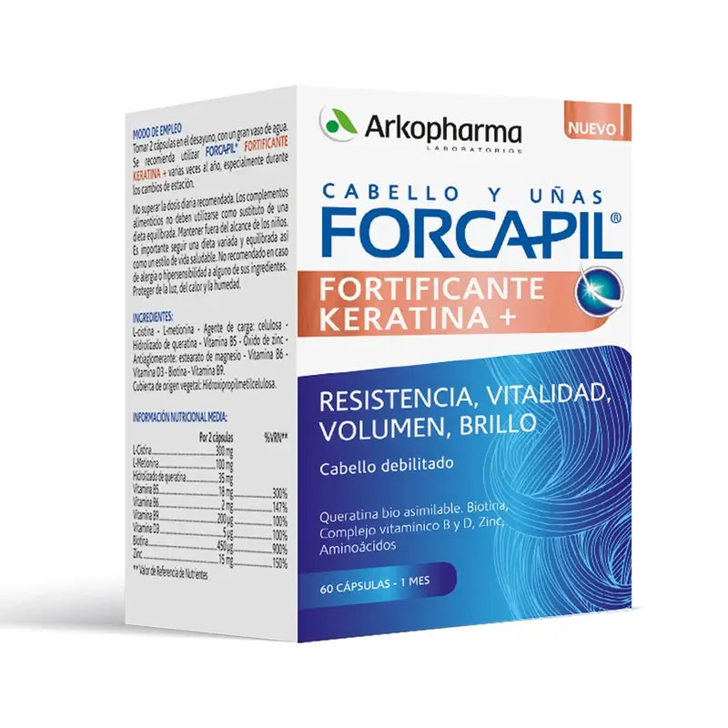 Forcapil Fortifiant à la Kératine 60 Capsules Arkopharma