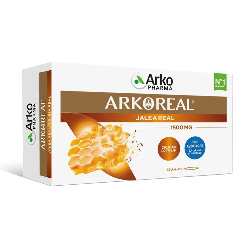 Arkopharma Arkoreal Gelée Royale Fraîche, 1500 mg, sans sucre, 20 ampoules