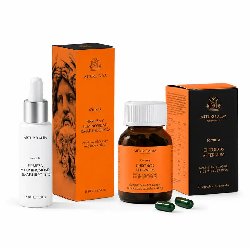 Arturo Alba Firming and Radiance Kit: DMAE-Ursolic 30 ml + Chronos Aeternum 60 capsules