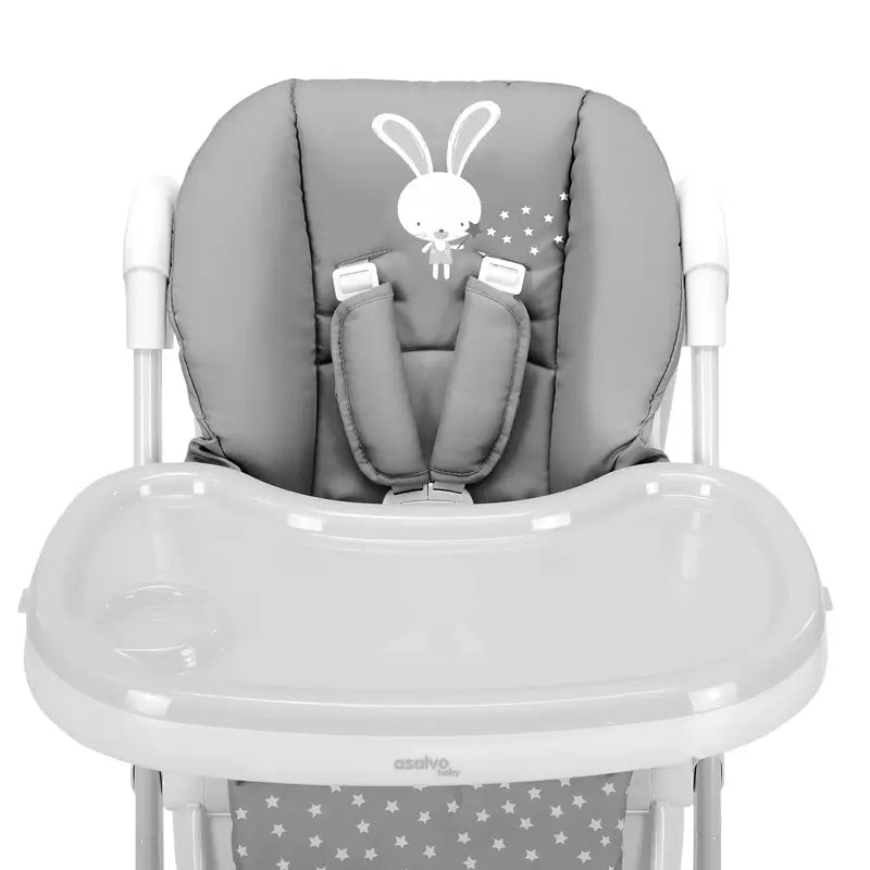 Chaise haute Asalvo à roulettes Bunny Grey